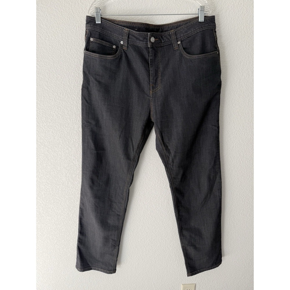 Prana Mens Bridger Jeans 36x32 Black Dark Wash Straight Leg Slim Fit